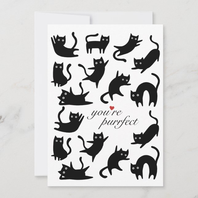 YOU ARE PURRFECT HAPPY BLACK CATS HOLIDAY CARD (Front)