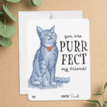 You Are "Purrfect" Pun Valentine Grey Kitty Cat