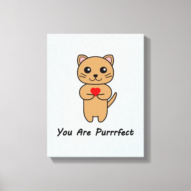 You Are Purrrfect - Blue Background Canvas Print (Front)