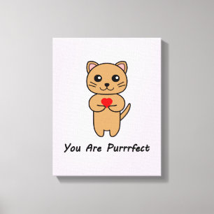 You Are Purrrfect - Pink Background Canvas Print