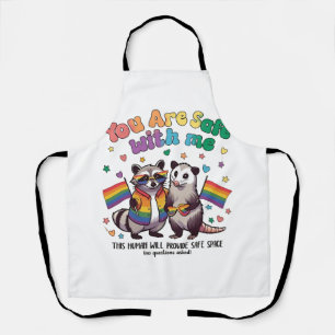 You Are Safe With Me LGBT Racoon Animal Apron