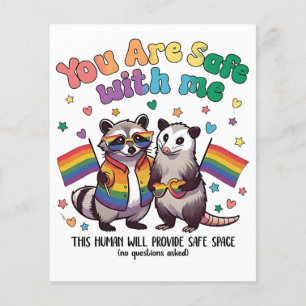 You Are Safe With Me LGBT Racoon Animal  Flyer