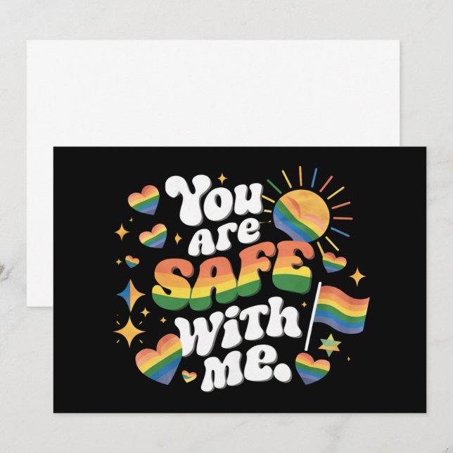 You are Safe with Me LGBT Rainbow Gay Invitation (Front/Back)