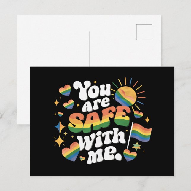 You are Safe with Me LGBT Rainbow Gay Postcard (Front/Back)