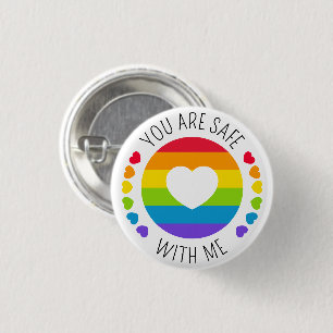 "You Are Safe With Me" LGBT Support 3 Cm Round Badge