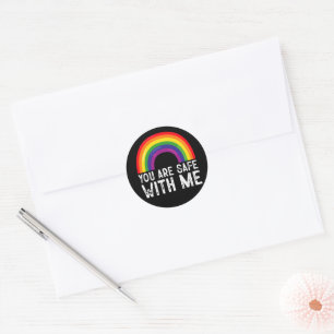 You Are Safe With Me LGBTQ Pride Month Rainbow  Classic Round Sticker