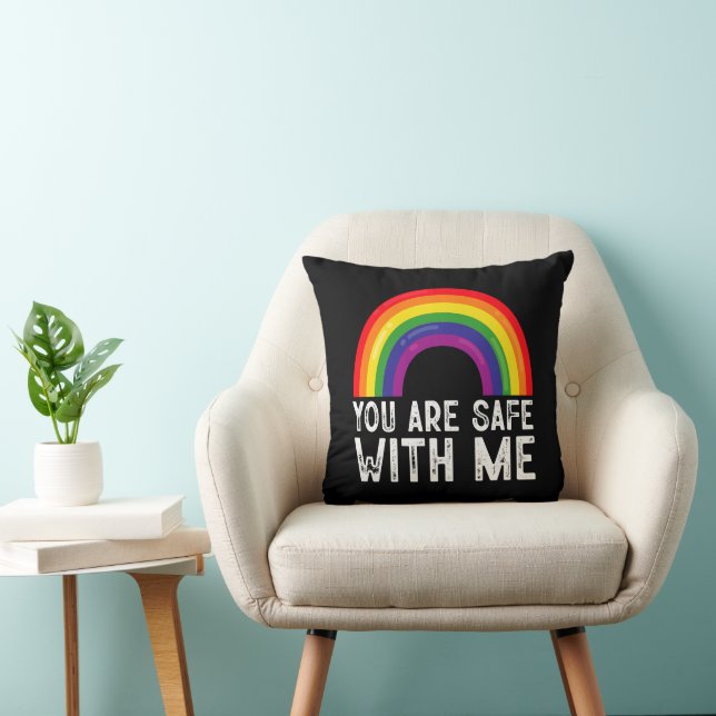 You Are Safe With Me LGBTQ Pride Month Rainbow  Cushion (Chair)