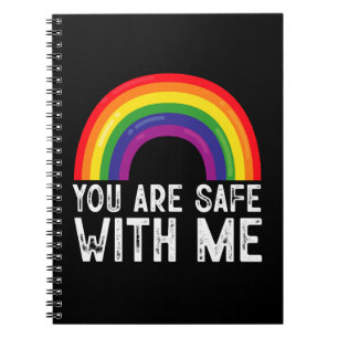 You Are Safe With Me LGBTQ Pride Month Rainbow Notebook