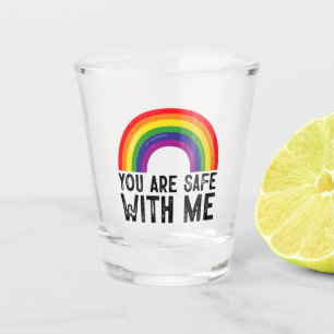 You Are Safe With Me LGBTQ Pride Month Rainbow  Shot Glass
