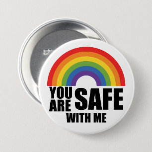 You Are Safe With Me LGBTQ Rainbow Pride 7.5 Cm Round Badge