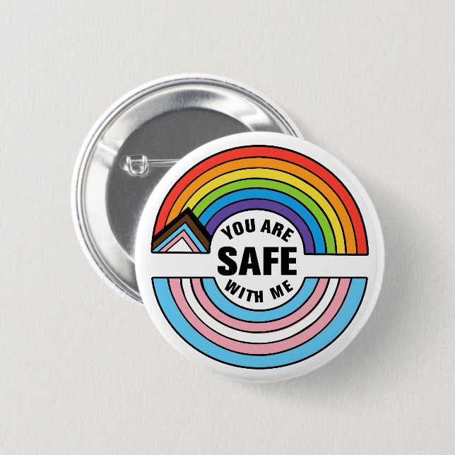 You Are Safe With Me LGBTQIA Ally 6 Cm Round Badge (Front & Back)