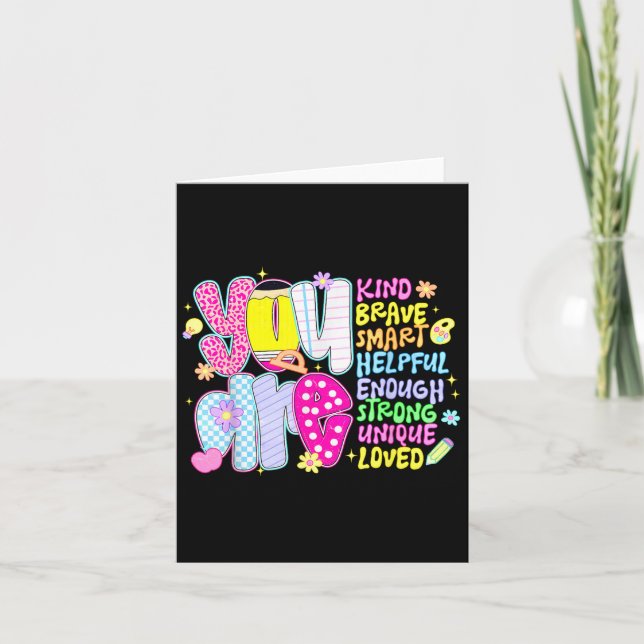 You Are Smart Brave Strong Kind Loved Motivation T Card (Front)