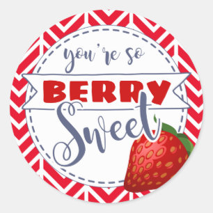 you are so berry sweet valentines day class gift classic round sticker