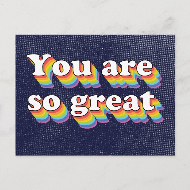 You Are So Great Retro Style Holiday Postcard (Front)