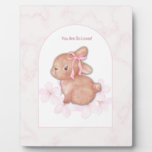 You Are So Loved Bunny Print   Baby Girl Nursery W Plaque