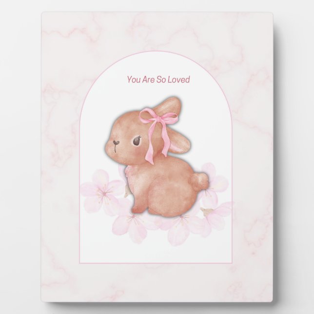 You Are So Loved Bunny Print | Baby Girl Nursery W Plaque (Front)