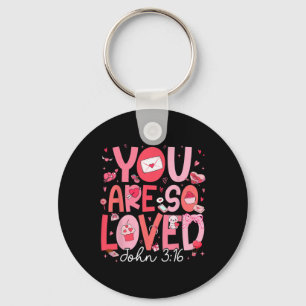 You Are So Loved Christian Valentine Bow Faith God Key Ring