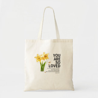 You Are So Loved Floral Christian Tote Bag