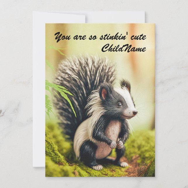 You are so stinkin' cute - cute skunk image holiday card (Front)