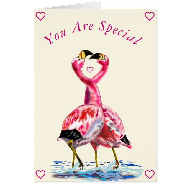 You Are Special Card Couple Pink Flamingos (Front)