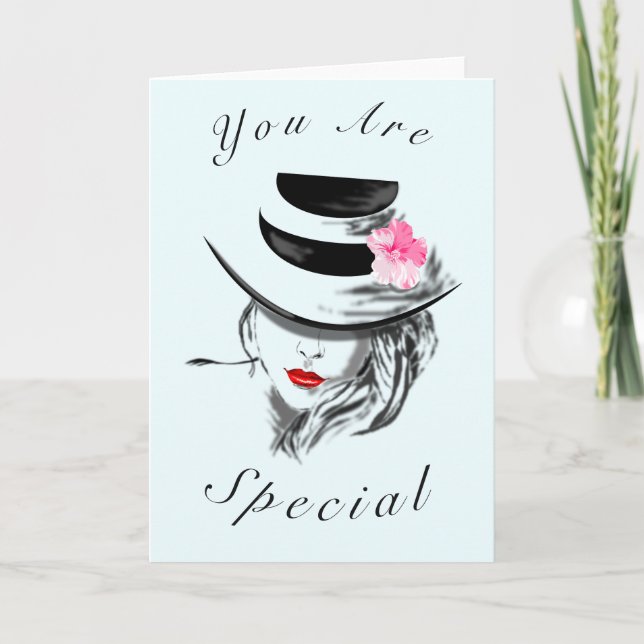 You Are Special Card Mysterious Woman with Hat (Front)