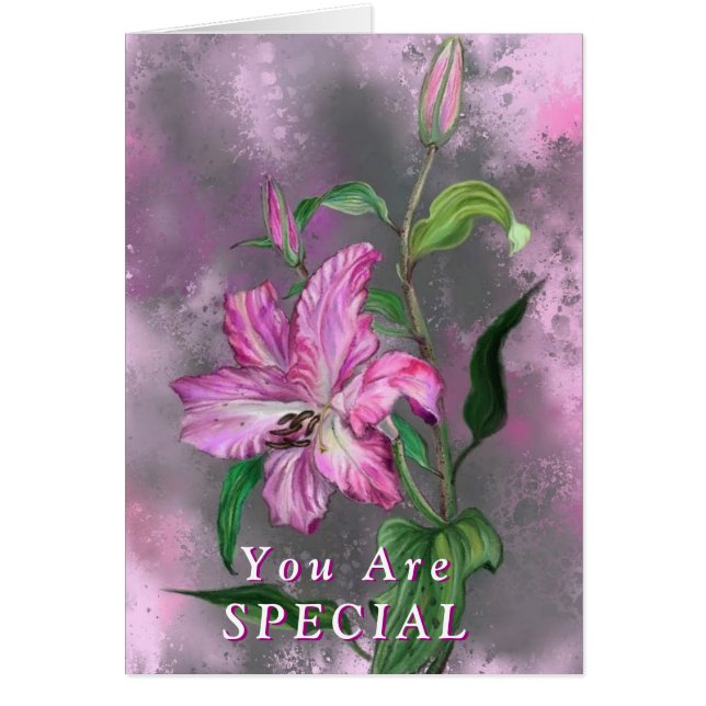 You Are Special Card Purple Pink Lily Flower (Front)