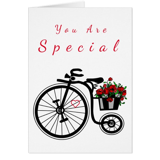 You Are Special Card Romantic Flowers Bike (Front)