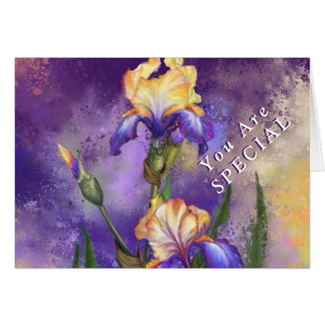 You Are Special Painting Card with Iris Flowers (Front Horizontal)