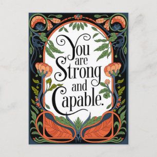 You Are Strong and Capable Inspirational Quote Announcement Postcard