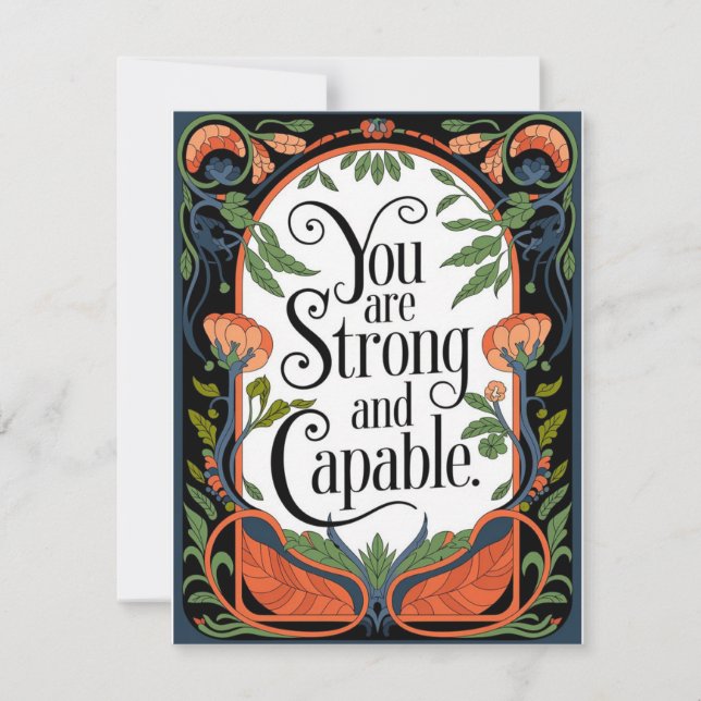 You Are Strong and Capable Inspirational Quote  Card (Front)