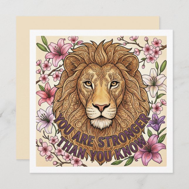 You Are Strong Personalized Lion Card (Front/Back)