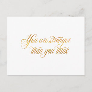 You Are Stronger Quote Gold Faux Foil Quotes Postcard