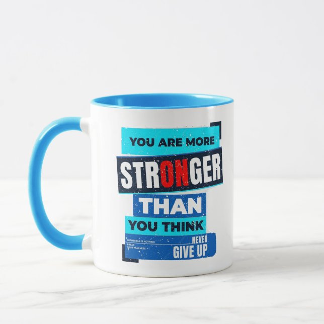 You Are Stronger Than You Think blue Coffee Mug (Left)