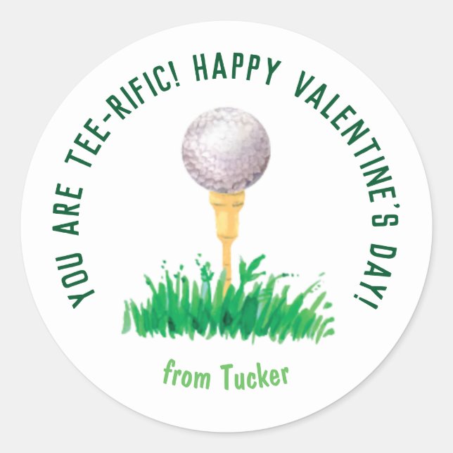 You Are Tee-rific Golf Valentine Sticker (Front)