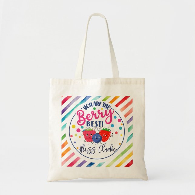 You are the berry best- red strawberry teacher tote bag (Front)