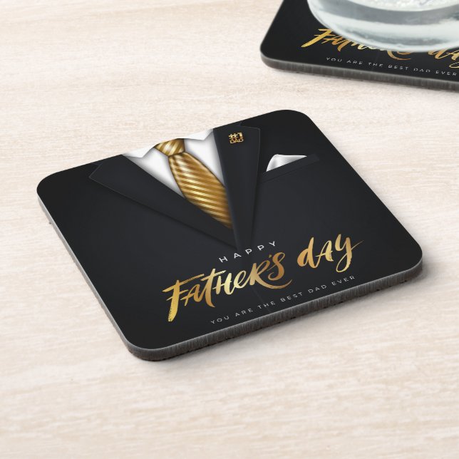 You Are the Best Dad Ever Black Gold Father's Day Coaster (Left Side)