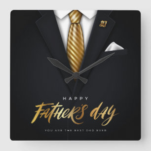 You Are the Best Dad Ever Black Gold Father's Day Square Wall Clock