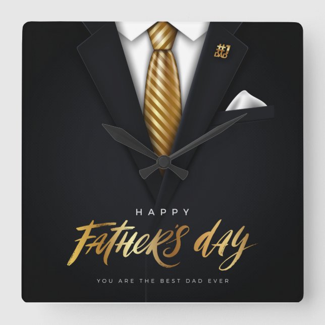 You Are the Best Dad Ever Black Gold Father's Day  Square Wall Clock (Front)