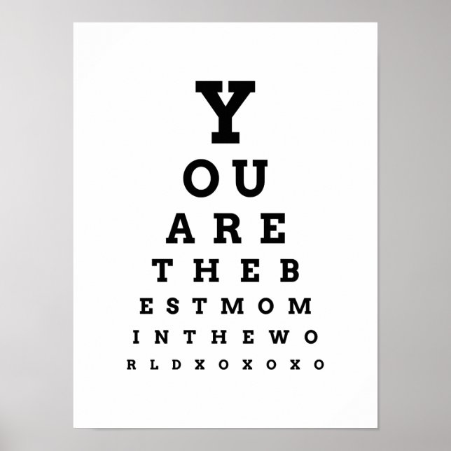 You are the Best Mum in the World eye chart (Front)