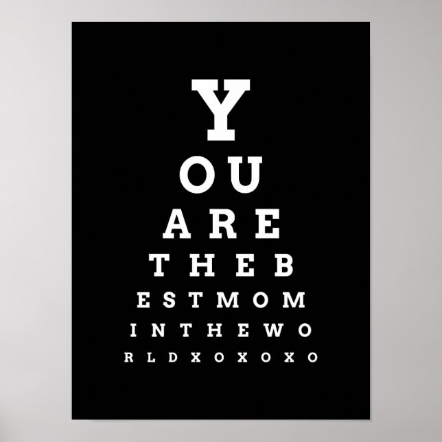 You are the Best Mum in the World eye chart (Front)