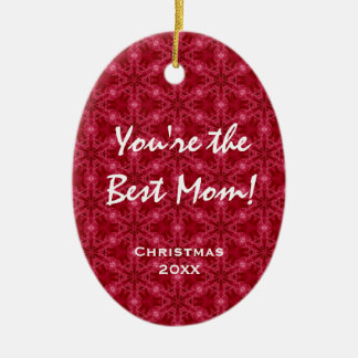 You are the Best Mum Red Snowflake Pattern Ceramic Tree Decoration