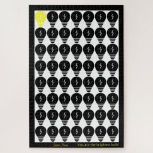 You Are the Brightest Bulb Customisable: Black 003 Jigsaw Puzzle
