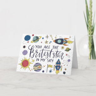 You Are The Britest Star In My Sky Space Galaxy Holiday Card