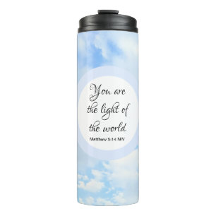You are the Light of the World Bible Verse Blue Thermal Tumbler