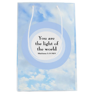  You are the light of the World Blue Bible Verse Medium Gift Bag