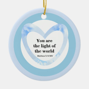 You are the Light of the World Sky Blue Ceramic Tree Decoration