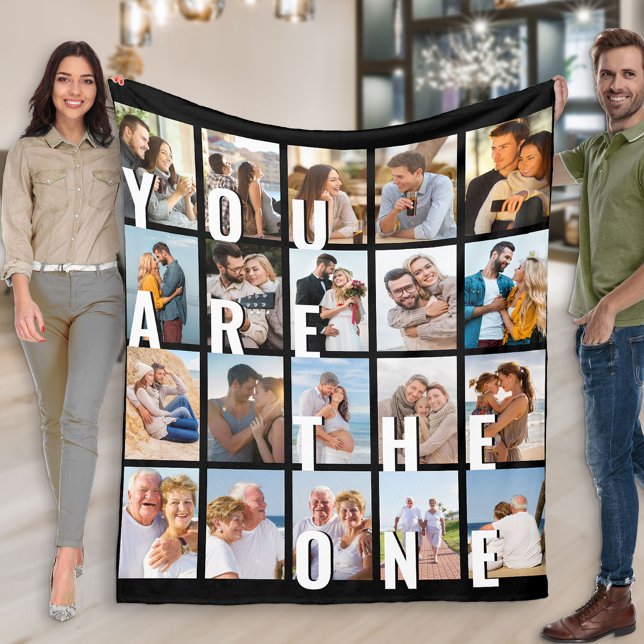 You Are the One 20 Vertical Photo Collage Black Fleece Blanket (Creator Uploaded)