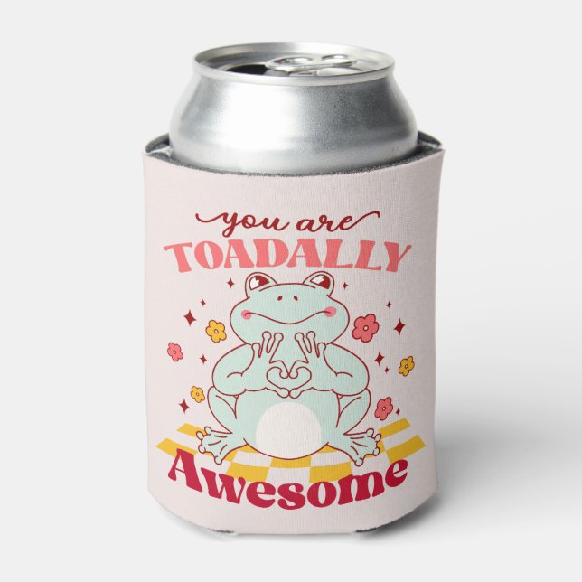 "You Are Toadally Awesome" | Cute Frog Pun Can Cooler (Can Front)