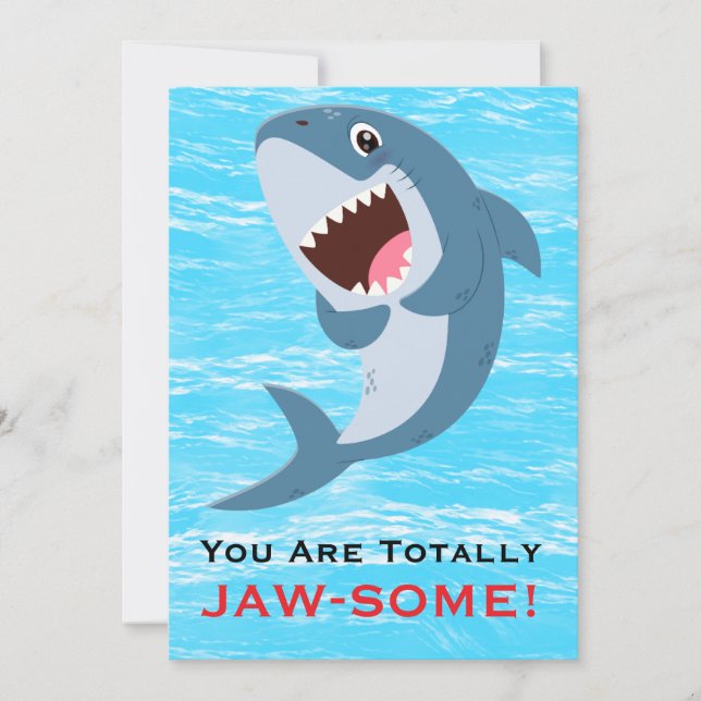 You Are Totally JAW-SOME Funny Shark Valentine's  Holiday Card (Front)