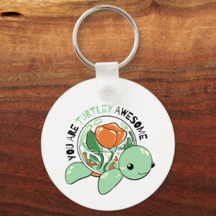 You Are Turtley Awesome Flower Succulent Turtle Key Ring